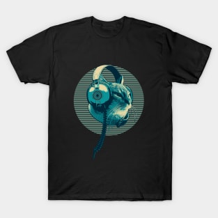 Melophile Music Lover Headphones Cat - Electric Colors 1 - Melophile T-Shirt